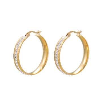 E-579 xuping Mode einfache 24K Gold Farbe Schmuck Strass Damen Creolen Ohrringe